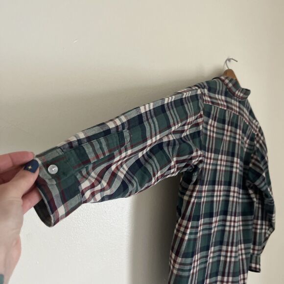 LL BEAN Vintage Made In USA Women’s 100% Cotton Mariner Flannel, Green- Medium - Picture 8 of 8